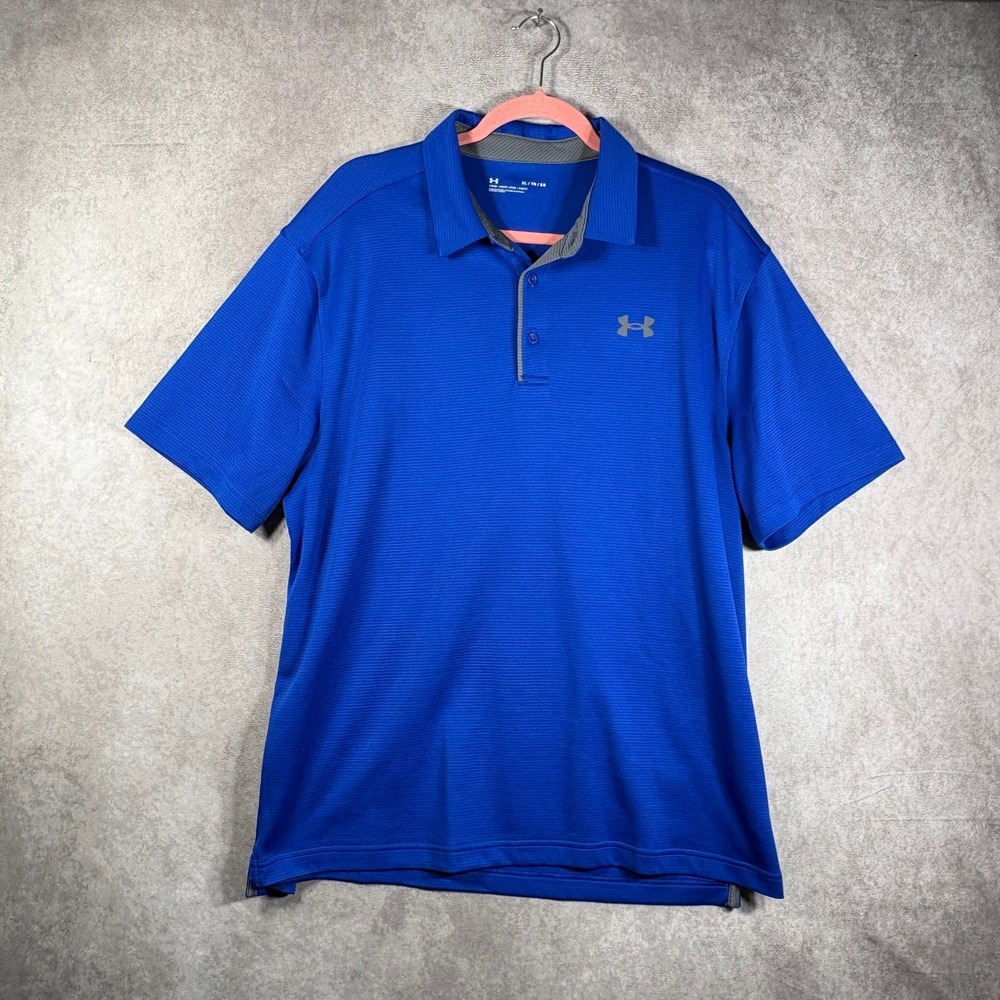 Under Armour Loose Fit Polo Shirt Mens Size XL Blue Short Sleeve Outdoor Golf